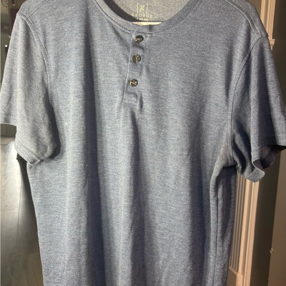 George Short-Sleeve Henley Shirt - Slate Blue Size Large EPC
